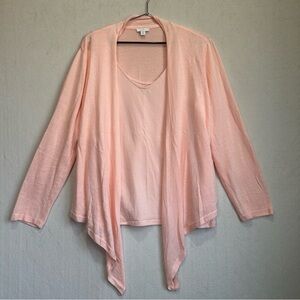 J. Jill Peachy Pink Open-Front Cardigan with Tank Sz 1X